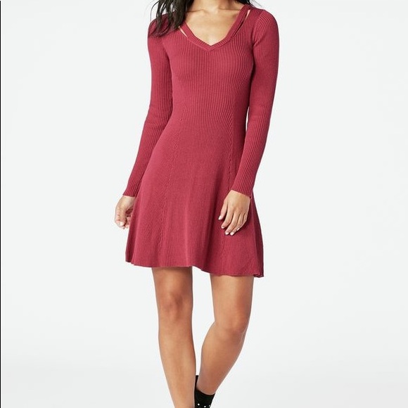 fit and flare sweater dress long sleeve